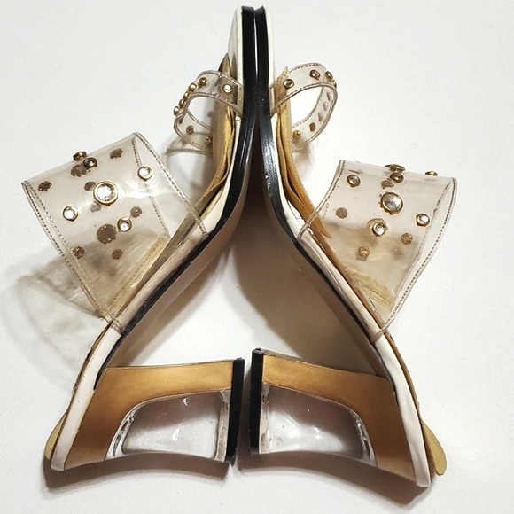 Street Feet Clear Crystals & Gold Studs Size 7.5 - Picture 9 of 15